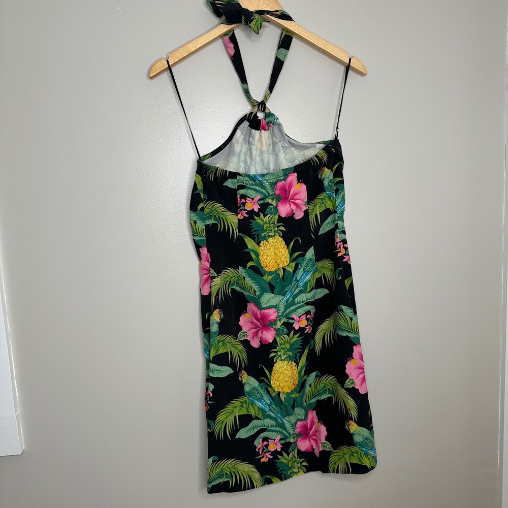 Tommy Bahama Women's Silk Halter Dress Tropical Parrot Pineapple Print 4 - Picture 8 of 8